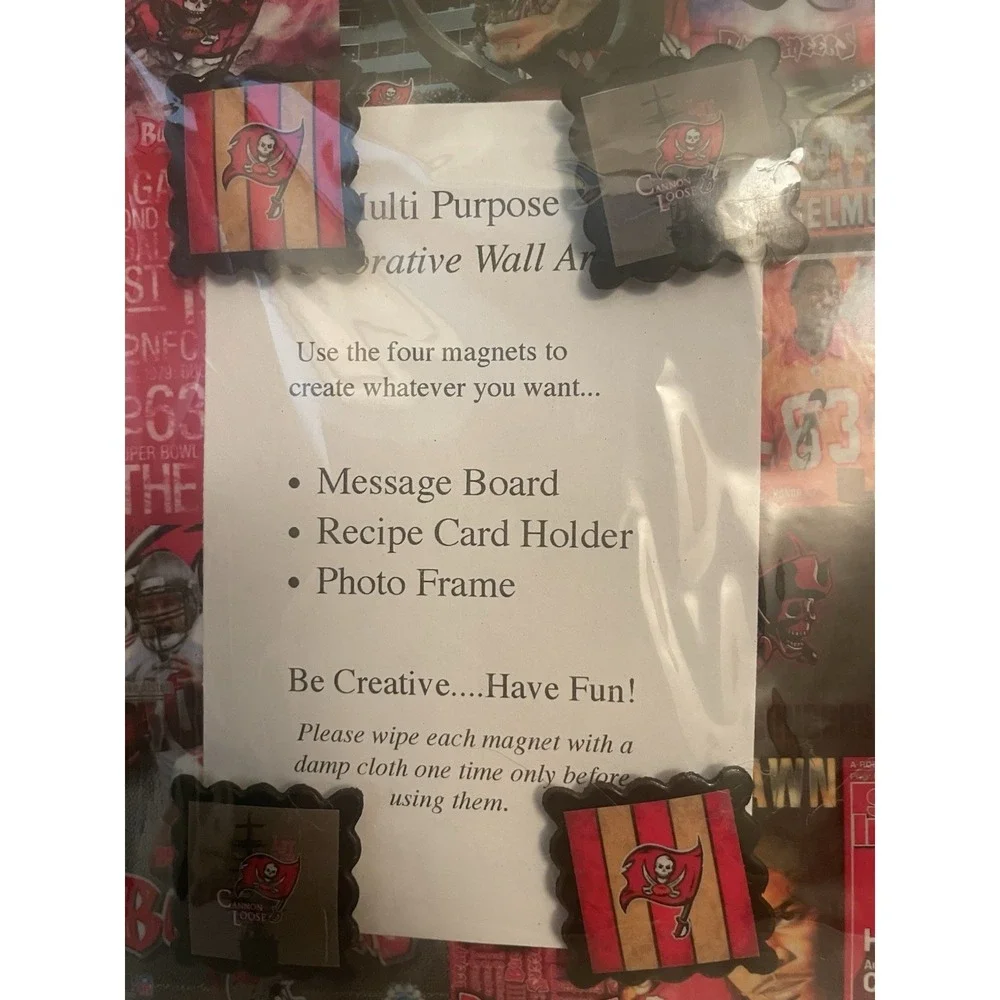 Tampa Bay Buccaneers Multipurpose Decorative Wall Art With Four Magnets NEW